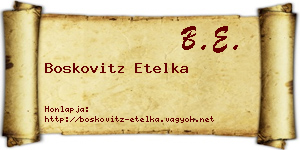 Boskovitz Etelka névjegykártya